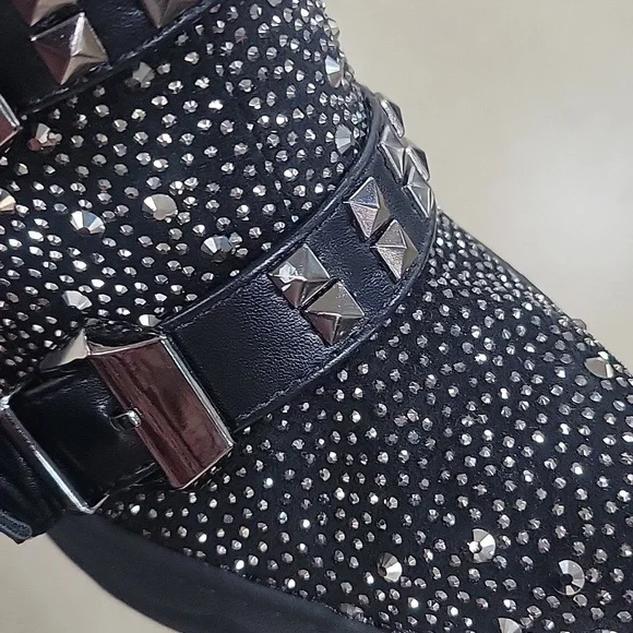 SOLD 🚨AZALE A WANG Black Studded Women's High Heel Boots - Picture 5 of 8